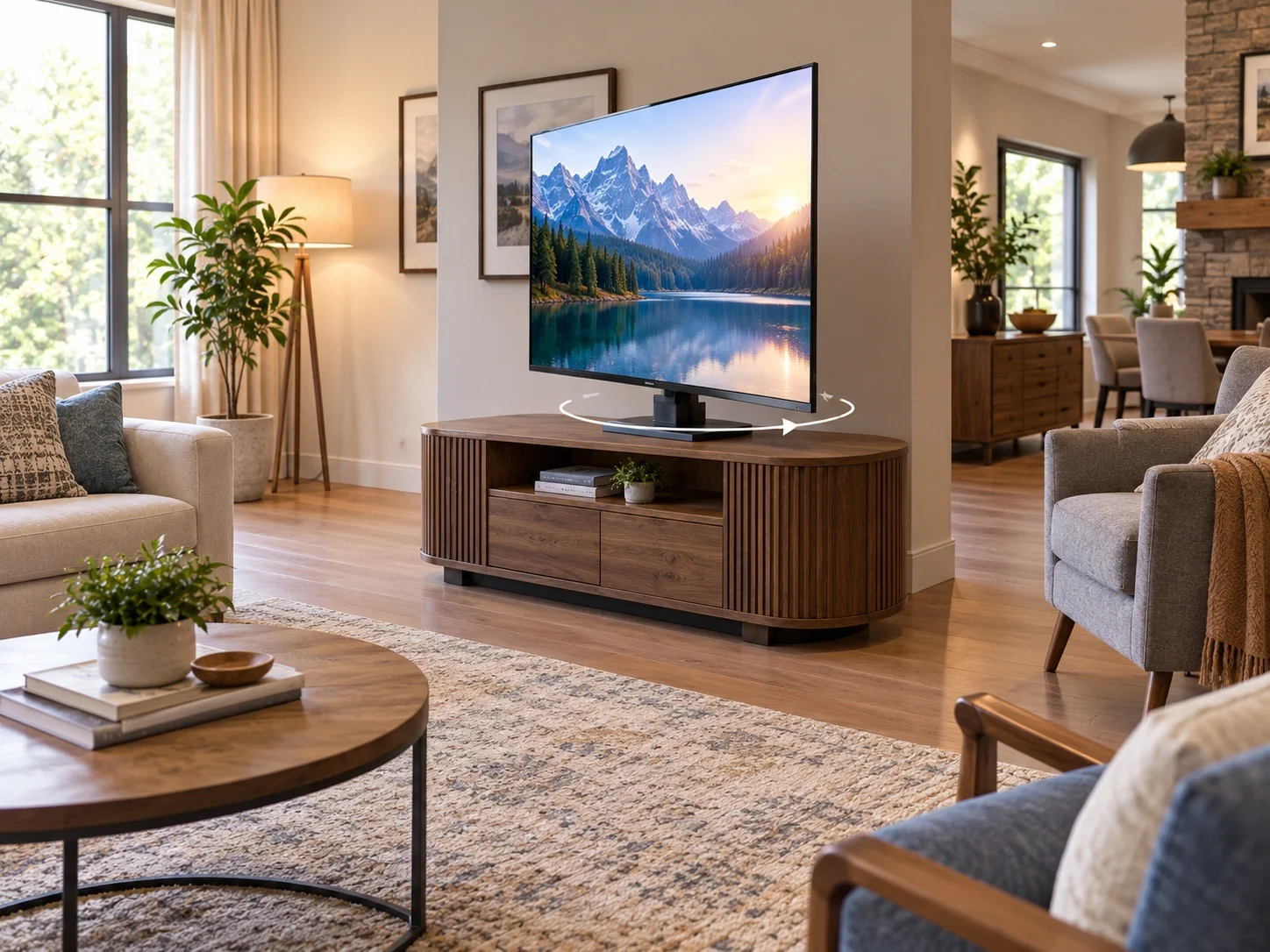 Swivel TV stand that rotates for flexible viewing